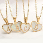 Fashionable Heart-shaped White Shell Gold Love Personalized Initials Alphabates Necklace For Women