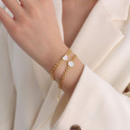 White Sea Shell Peach Heart-shaped Chain Bracelet Jewelry