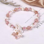 Ins Korean Style Freshwater Pearl Strawberry Crystal Bracelet Shell Flower Women's Jewelry