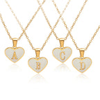 Fashionable Heart-shaped White Shell Gold Love Personalized Initials Alphabates Necklace For Women
