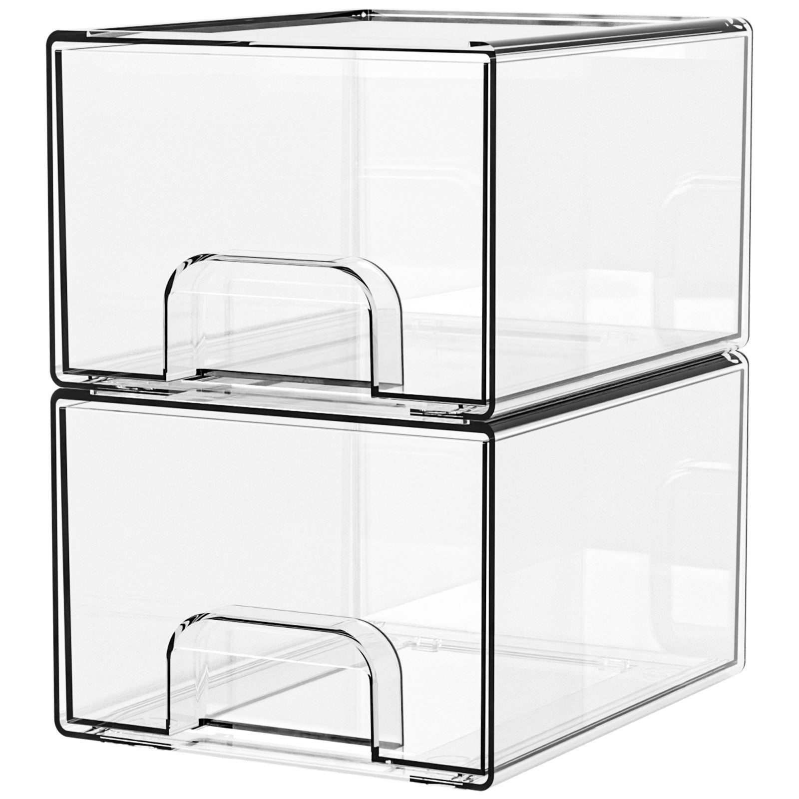 1 2 4 Pack Clear Stackable Storage Drawers, 11.2cm, 4.4in Tall Acrylic Bathroom Makeup Organizer,Plastic Storage Bins For Vanity, Undersink, Kitchen Cabinets, Pantry, Home Organization | Orazek UK Ltd