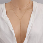 Gold Plated Double Layered Retro Chain Clavicle Necklace