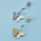 Stainless Steel Navel Ring Butterfly Zircon Body Piercing Ornament