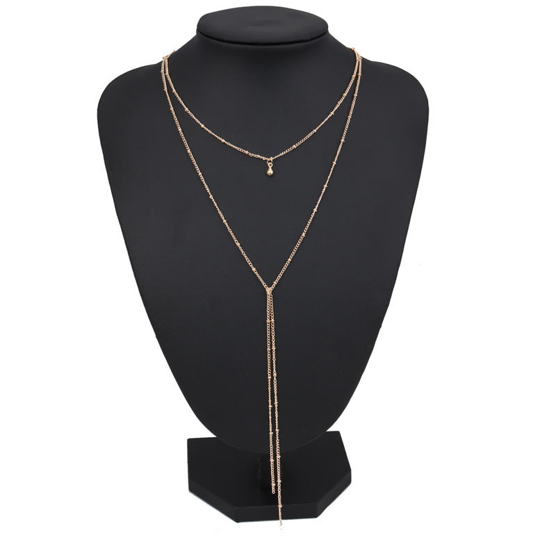 Gold Plated Double Layered Retro Chain Clavicle Necklace