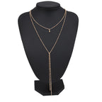 Gold Plated Double Layered Retro Chain Clavicle Necklace