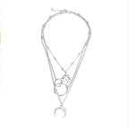 Fashionable Multilayer Gold Plated Boho Moon Map Necklace for Woman