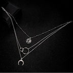 Fashionable Multilayer Gold Plated Boho Moon Map Necklace for Woman