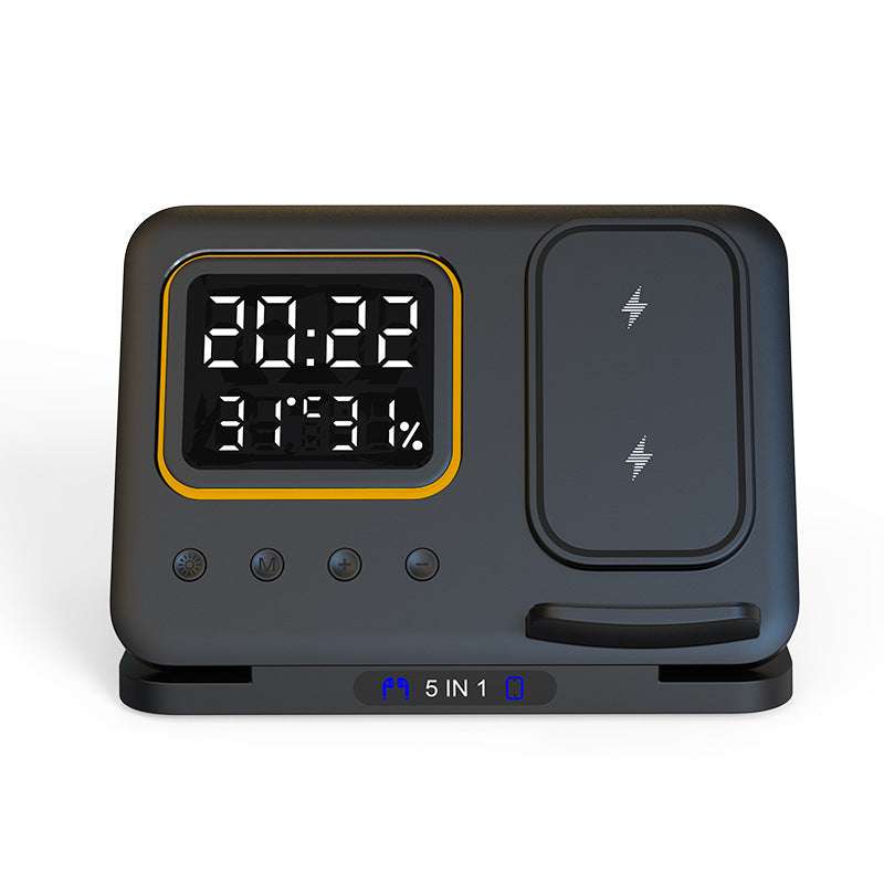 15W Wireless Chargers Stand 5 In1 LED Digital Alarm Clock Fast Charging Dock Station | Orazek UK Ltd