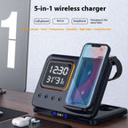 15W Wireless Chargers Stand 5 In1 LED Digital Alarm Clock Fast Charging Dock Station | Orazek UK Ltd