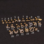 Flower Earring Stainless Steel Screw Earrings Female Zircon Earring
