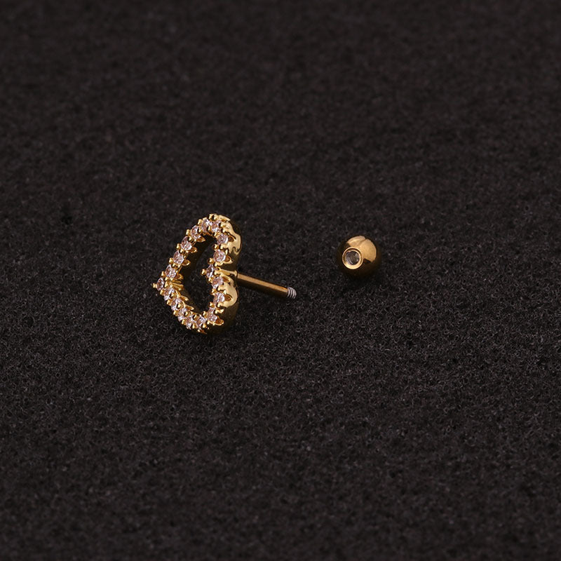 Flower Earring Stainless Steel Screw Earrings Female Zircon Earring