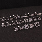 Flower Earring Stainless Steel Screw Earrings Female Zircon Earring
