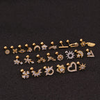 Flower Earring Stainless Steel Screw Earrings Female Zircon Earring