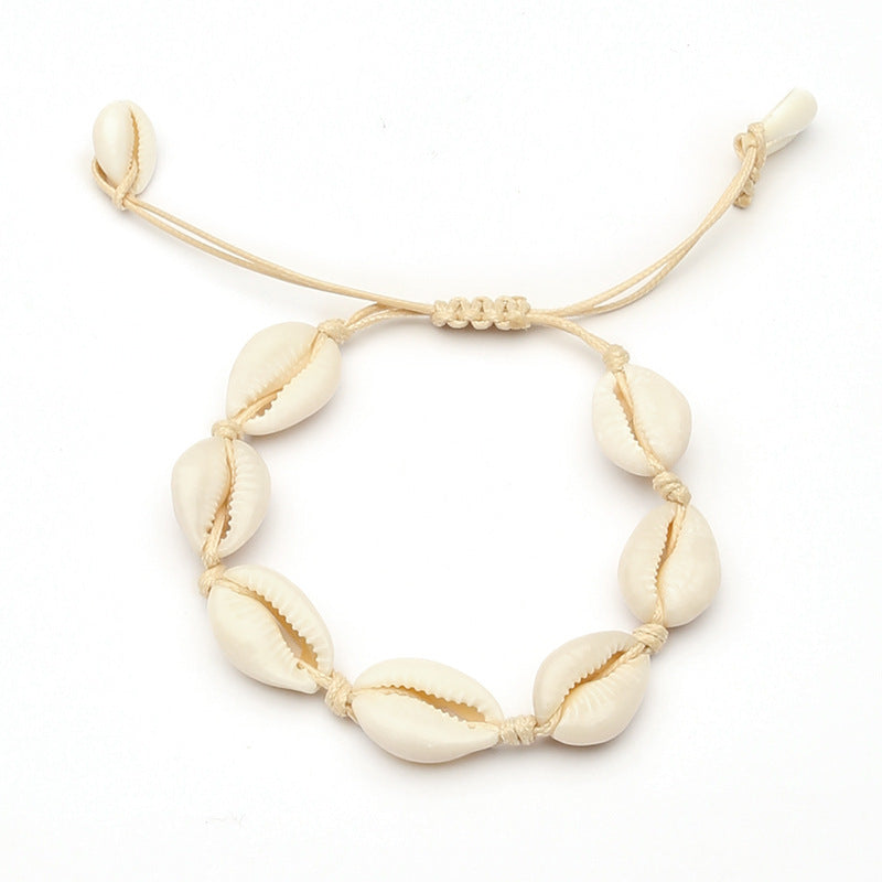 Personalized Simple Natural Shell Bracelet Hand-Woven Rope Creative Bracelet Necklace Couple Jewelry