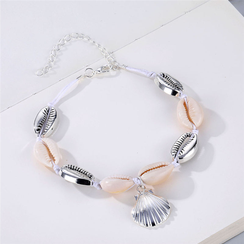 Personalized Simple Natural Shell Bracelet Hand-Woven Rope Creative Bracelet Necklace Couple Jewelry
