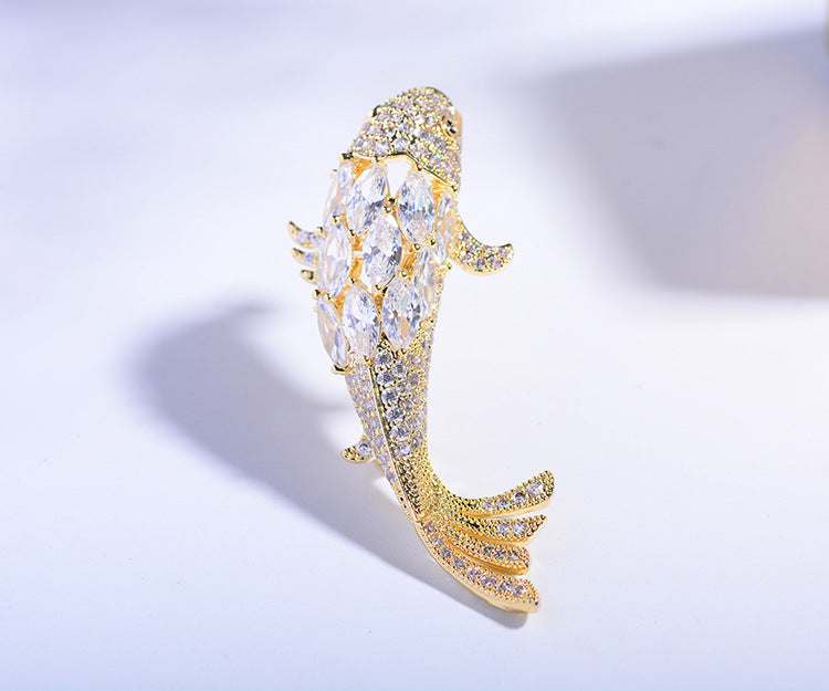Zircon Koi Brooch Men'S And Women'S Brooch