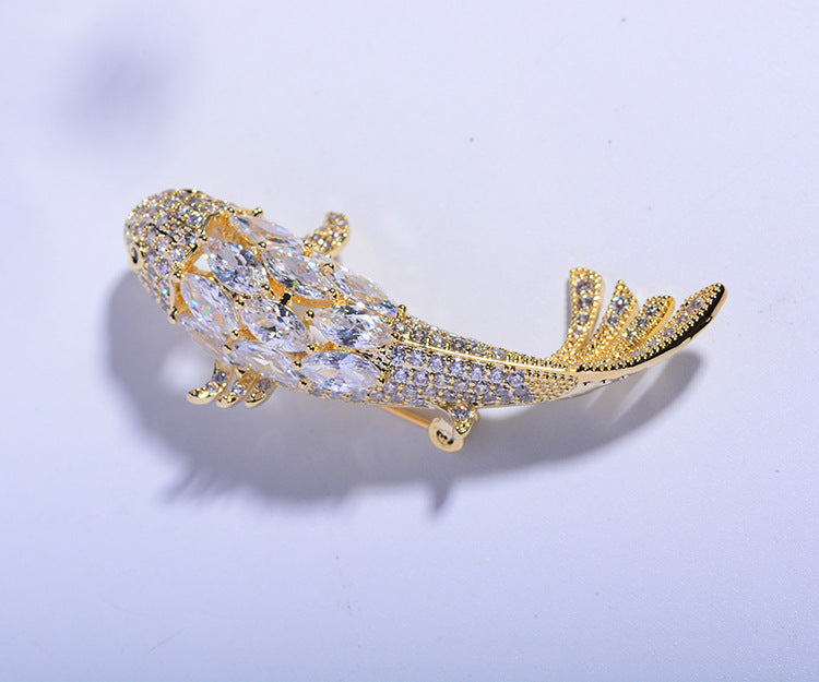 Zircon Koi Brooch Men'S And Women'S Brooch