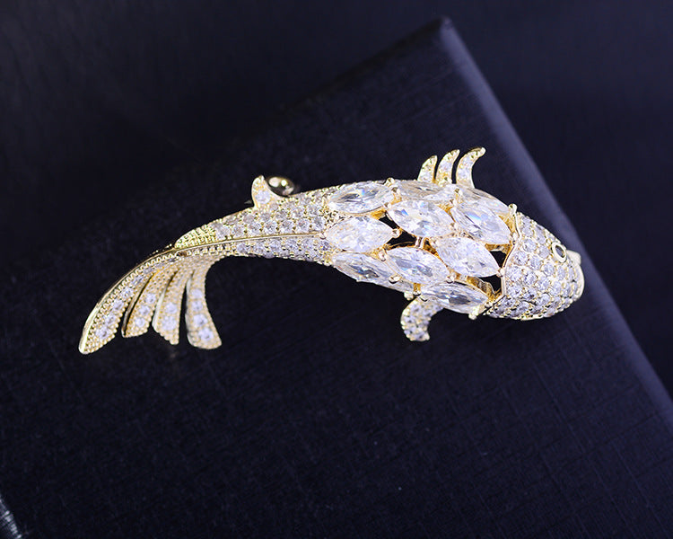 Zircon Koi Brooch Men'S And Women'S Brooch