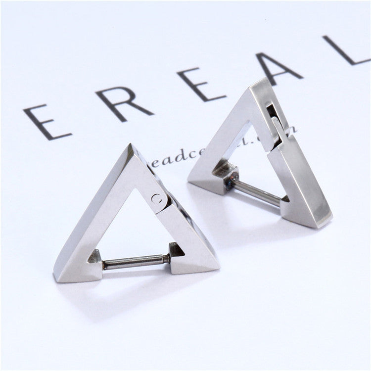 Stainless Steel Creative Hoop Earrings Women Triangular Earrings Fashion Jewelry Huggie Men