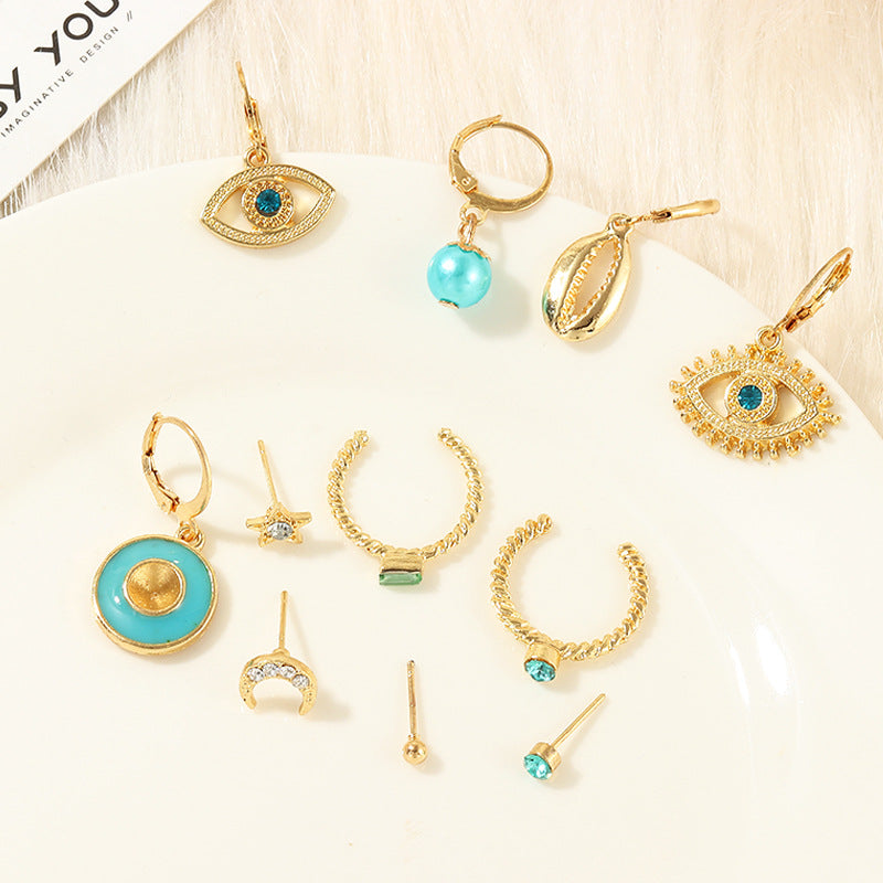Orazek Gold Plated Personalized all-match Ocean Blue colour shell earring set