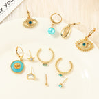 Orazek Gold Plated Personalized all-match Ocean Blue colour shell earring set