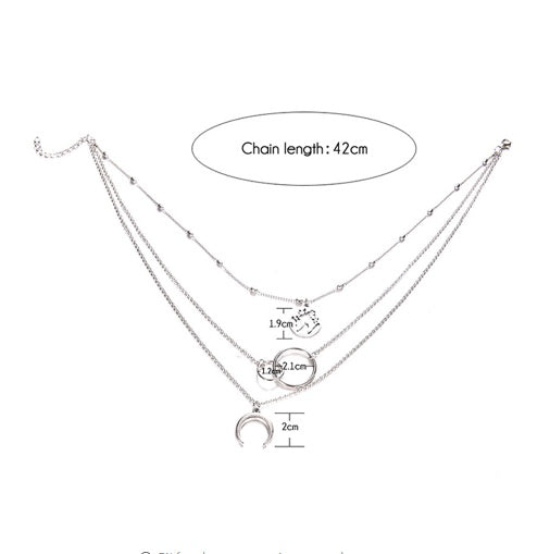 Fashionable Multilayer Gold Plated Boho Moon Map Necklace for Woman