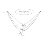 Fashionable Multilayer Gold Plated Boho Moon Map Necklace for Woman