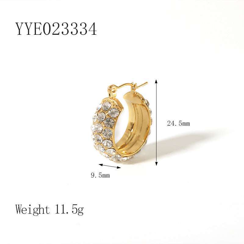 18K Gold-plated All-match Stainless Steel Earrings With Diamonds | Orazek UK Ltd