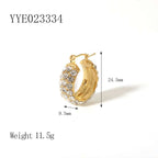18K Gold-plated All-match Stainless Steel Earrings With Diamonds | Orazek UK Ltd