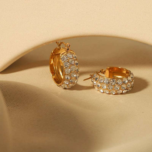 18K Gold-plated All-match Stainless Steel Earrings With Diamonds | Orazek UK Ltd