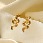 18K Gold Plated Stainless Steel Snake Stud Earrings For Women | Orazek UK Ltd