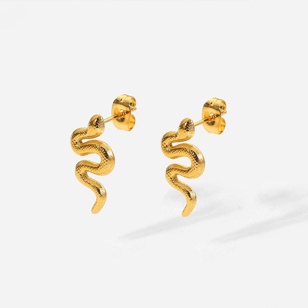 18K Gold Plated Stainless Steel Snake Stud Earrings For Women | Orazek UK Ltd
