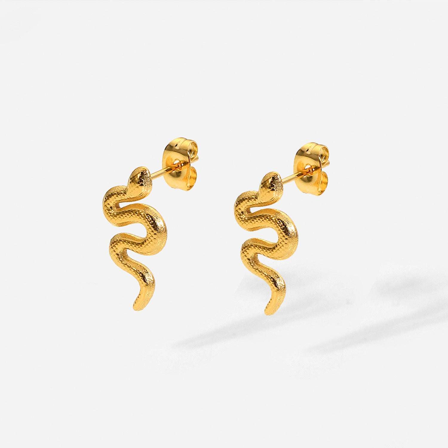 18K Gold Plated Stainless Steel Snake Stud Earrings For Women | Orazek UK Ltd