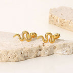 18K Gold Plated Stainless Steel Snake Stud Earrings For Women | Orazek UK Ltd