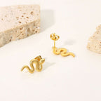 18K Gold Plated Stainless Steel Snake Stud Earrings For Women | Orazek UK Ltd