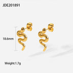 18K Gold Plated Stainless Steel Snake Stud Earrings For Women | Orazek UK Ltd