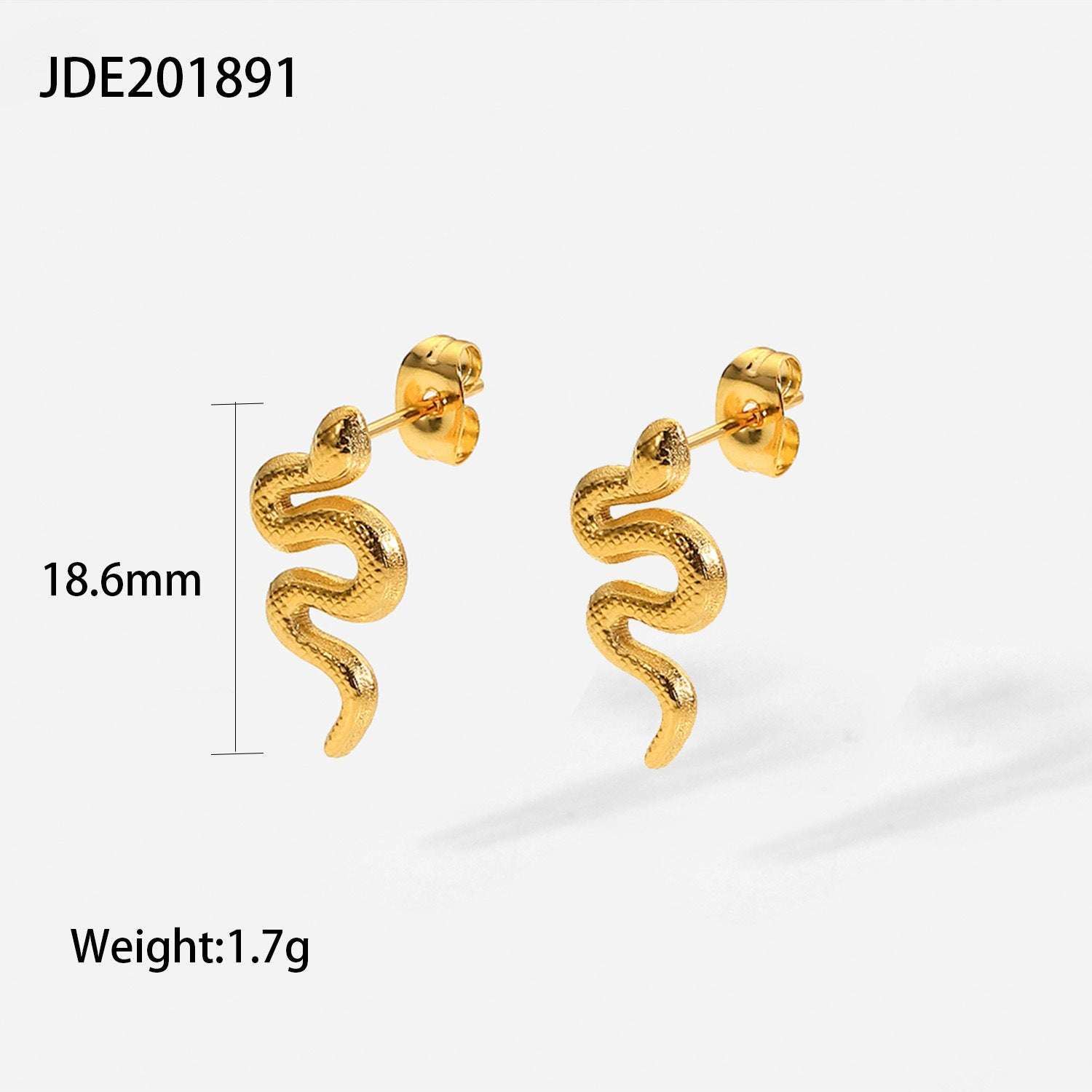 18K Gold Plated Stainless Steel Snake Stud Earrings For Women | Orazek UK Ltd