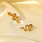 18K Gold Plated Stainless Steel Snake Stud Earrings For Women | Orazek UK Ltd