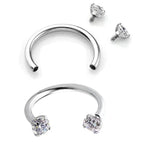 Stainless Steel Piercing Ornaments Round Double Zircon Nose Ring U-shaped Nose Ring