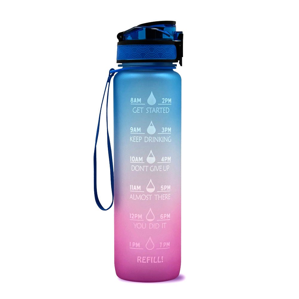 1L Tritan Water Bottle With Time Marker Bounce Cover Motivational Water Bottle Cycling Leakproof Cup For Sports Fitness Bottles | Orazek UK Ltd