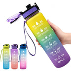 1L Tritan Water Bottle With Time Marker Bounce Cover Motivational Water Bottle Cycling Leakproof Cup For Sports Fitness Bottles | Orazek UK Ltd