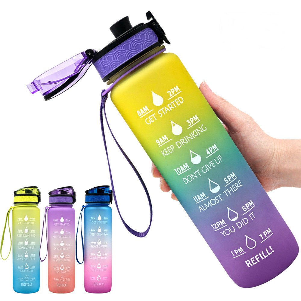 1L Tritan Water Bottle With Time Marker Bounce Cover Motivational Water Bottle Cycling Leakproof Cup For Sports Fitness Bottles | Orazek UK Ltd