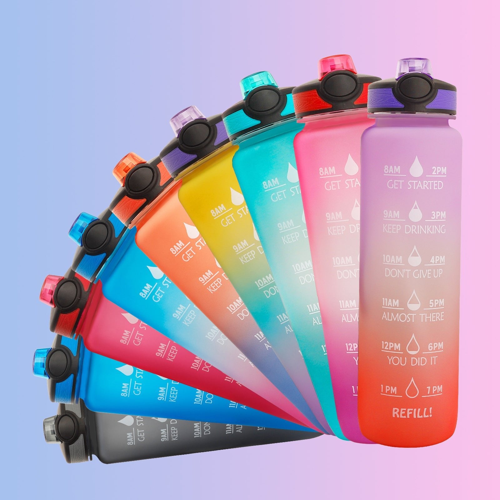 1L Tritan Water Bottle With Time Marker Bounce Cover Motivational Water Bottle Cycling Leakproof Cup For Sports Fitness Bottles | Orazek UK Ltd