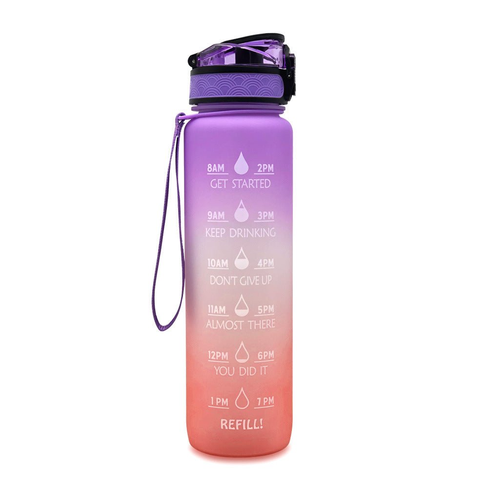1L Tritan Water Bottle With Time Marker Bounce Cover Motivational Water Bottle Cycling Leakproof Cup For Sports Fitness Bottles | Orazek UK Ltd
