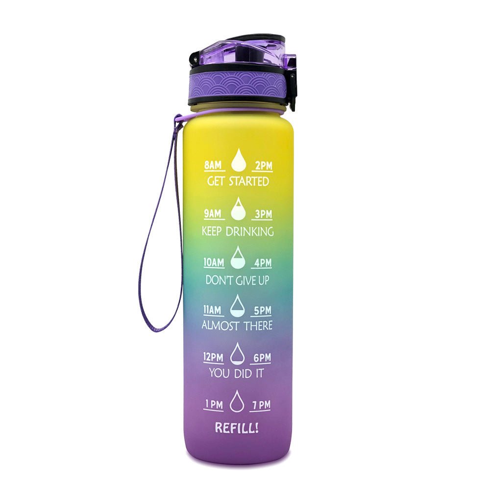 1L Tritan Water Bottle With Time Marker Bounce Cover Motivational Water Bottle Cycling Leakproof Cup For Sports Fitness Bottles | Orazek UK Ltd