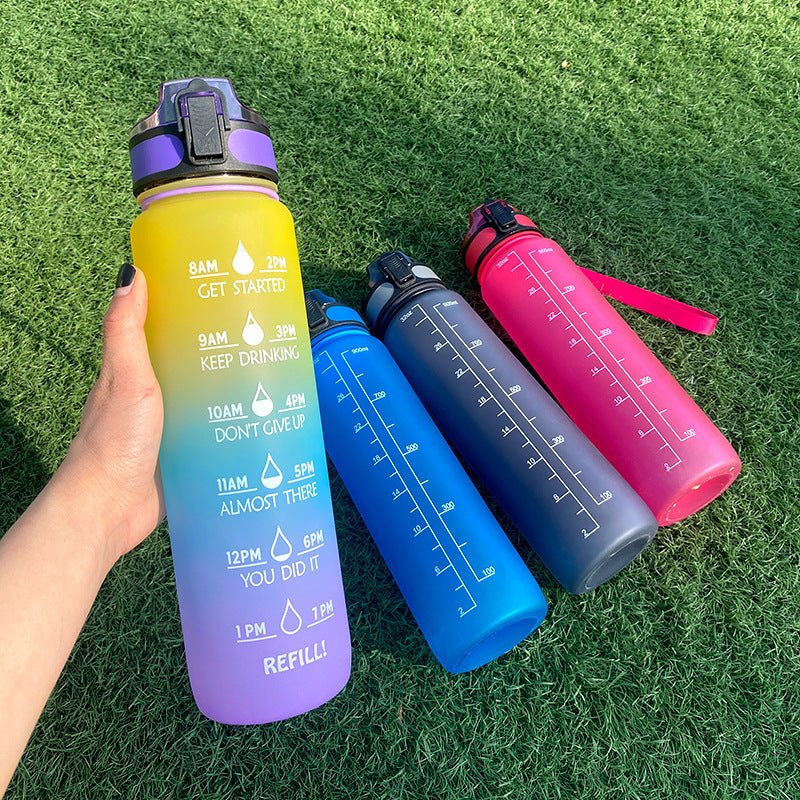 1L Tritan Water Bottle With Time Marker Bounce Cover Motivational Water Bottle Cycling Leakproof Cup For Sports Fitness Bottles | Orazek UK Ltd