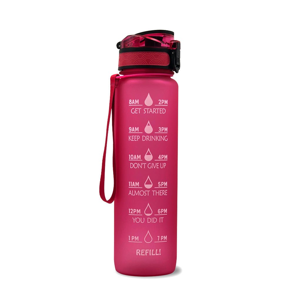 1L Tritan Water Bottle With Time Marker Bounce Cover Motivational Water Bottle Cycling Leakproof Cup For Sports Fitness Bottles | Orazek UK Ltd