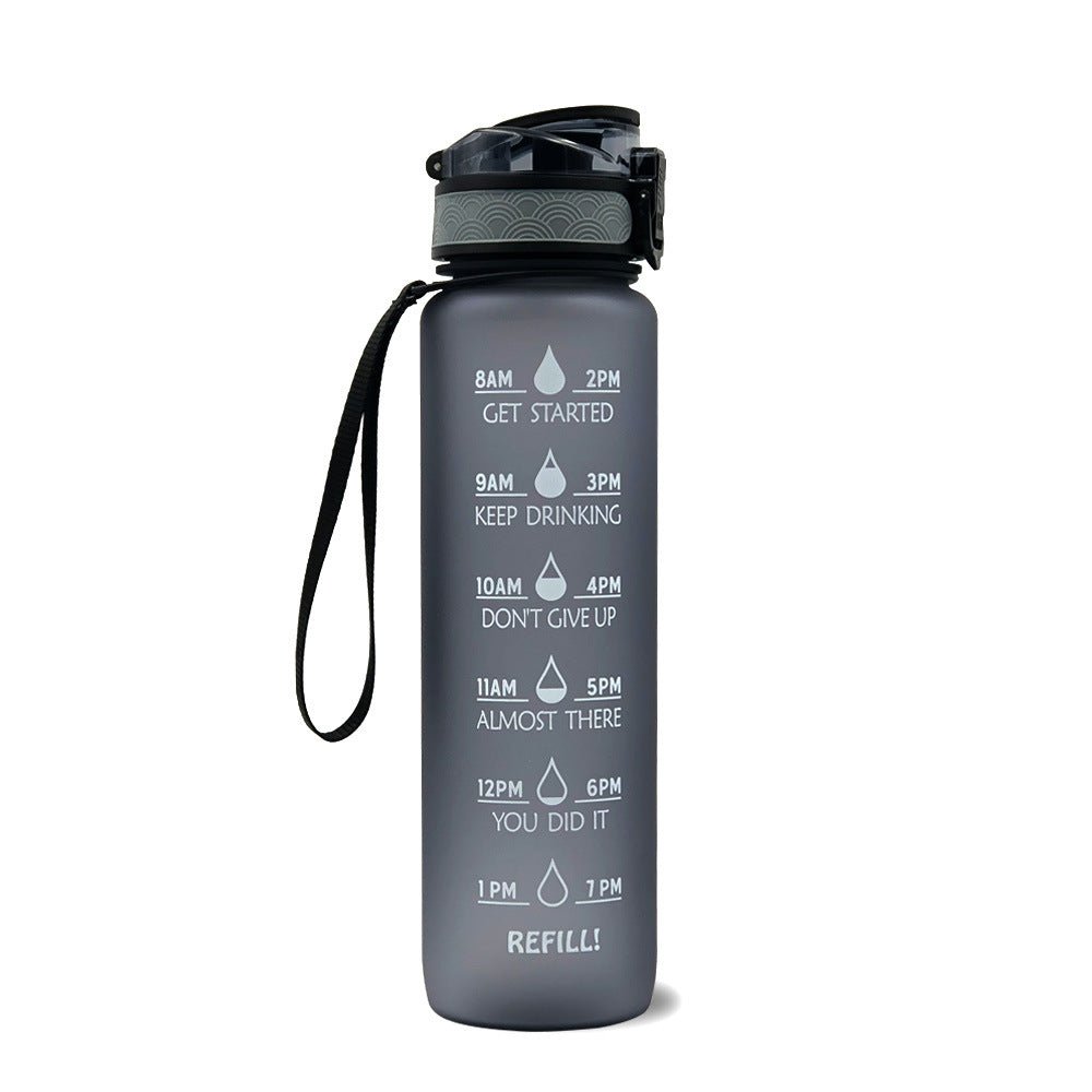1L Tritan Water Bottle With Time Marker Bounce Cover Motivational Water Bottle Cycling Leakproof Cup For Sports Fitness Bottles | Orazek UK Ltd