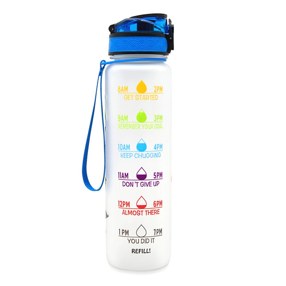 1L Tritan Water Bottle With Time Marker Bounce Cover Motivational Water Bottle Cycling Leakproof Cup For Sports Fitness Bottles | Orazek UK Ltd
