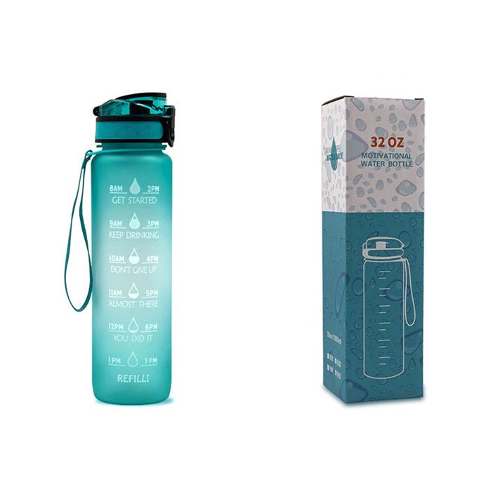 1L Tritan Water Bottle With Time Marker Bounce Cover Motivational Water Bottle Cycling Leakproof Cup For Sports Fitness Bottles | Orazek UK Ltd